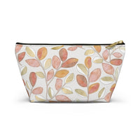 Cherry Plum Leaves Accessory Pouch w T-bottom in Coral
